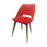 Chaise moumoute années 60, sixties, vintage rouge