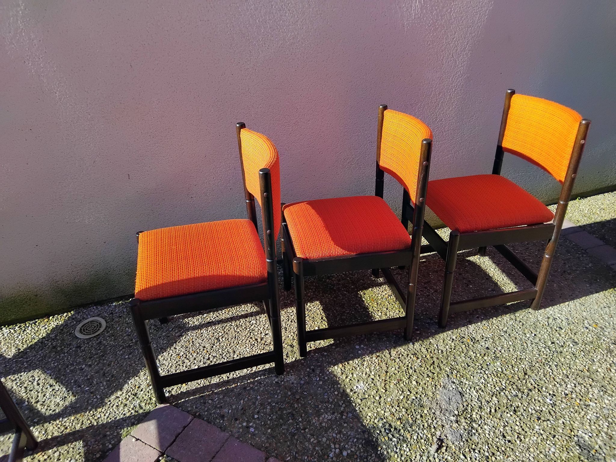 6 chaises vintage bois et tissu orange