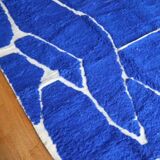 Majorelle blue rug handmade in Morocco _ pure organic wool rug