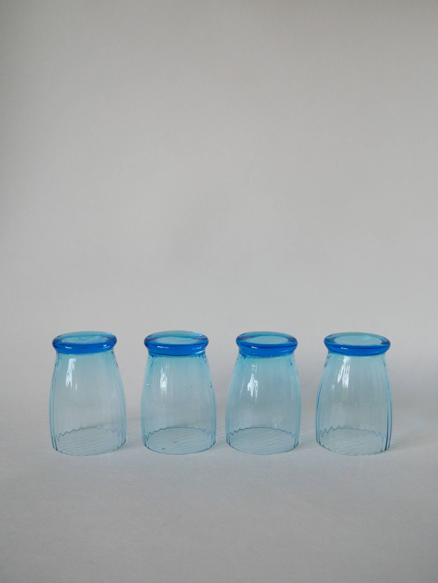 set of 4 art deco turquoise water glasses 1930