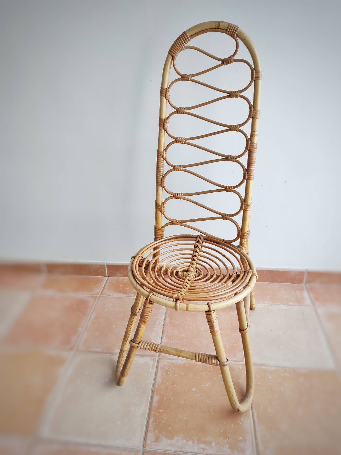 Chaise en rotin vintage