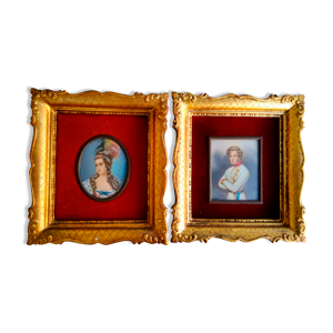 Paire de portraits miniatures - ivoire