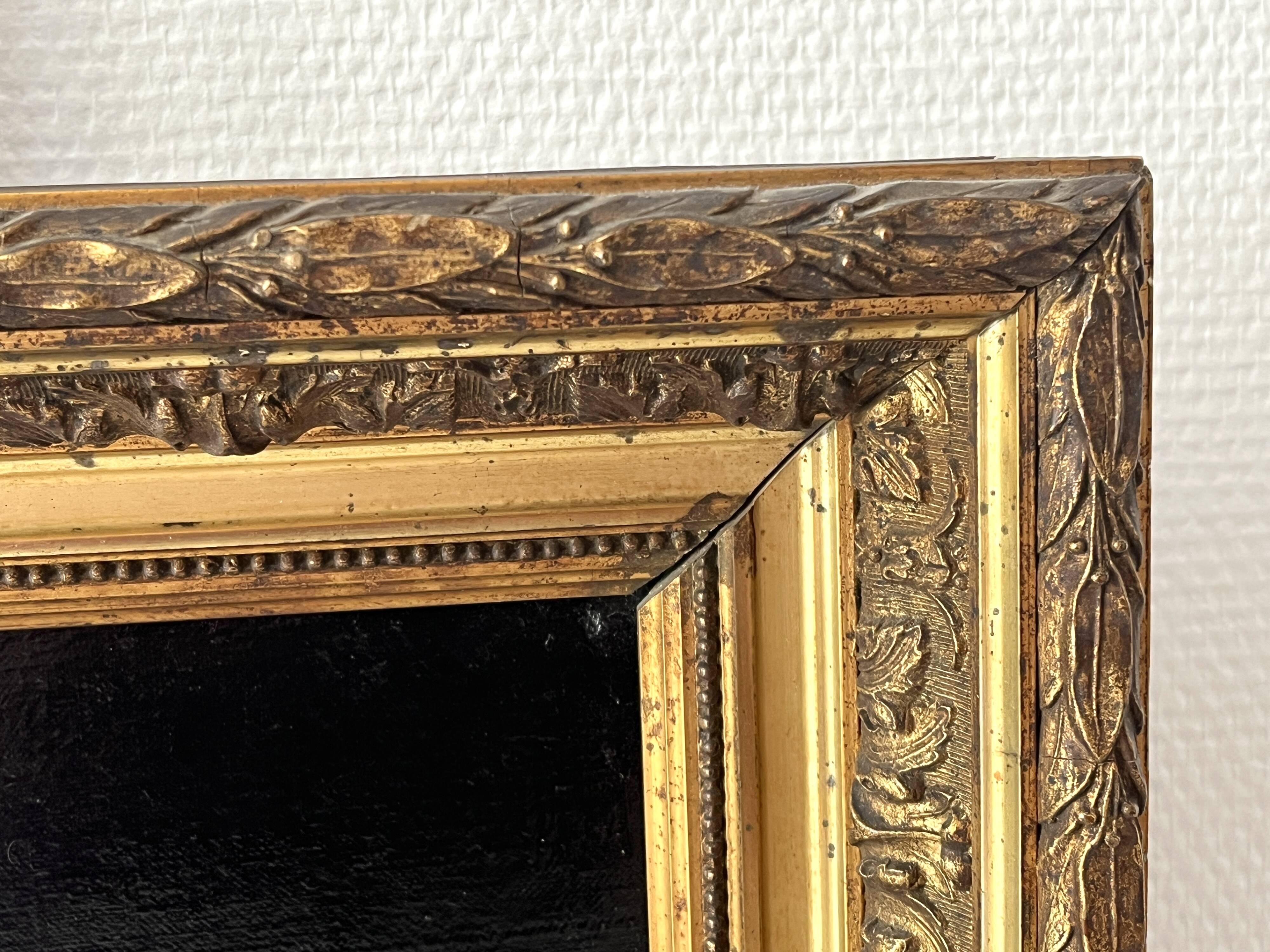 Oil on canvas of a still life with pears 1911, antique framed painting