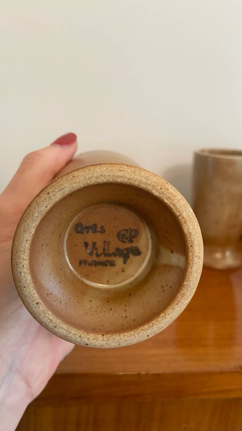 Set of 6 glasses / mugs in stoneware, vintage 1970.