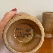 Set of 6 glasses / mugs in stoneware, vintage 1970.