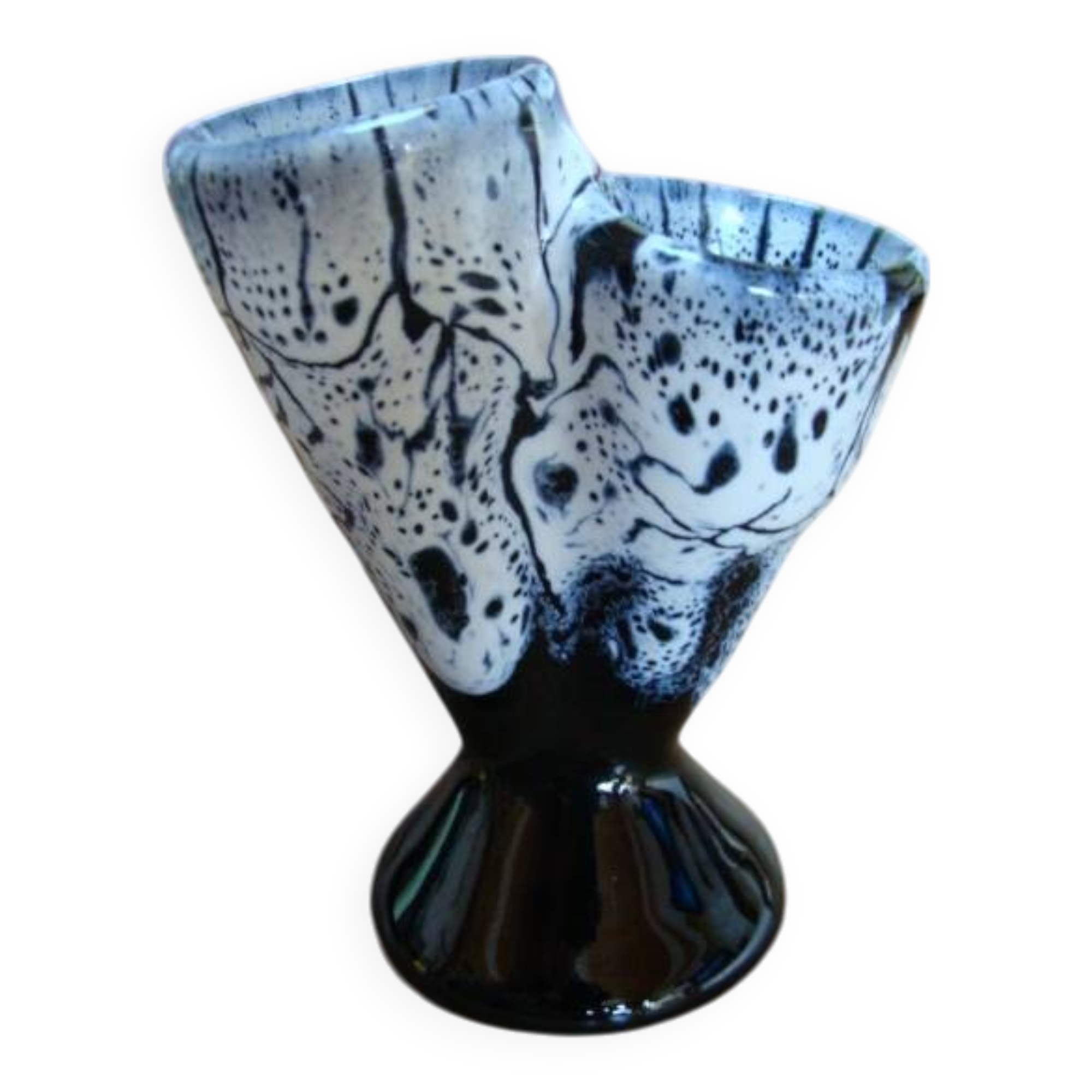 Vase double en céramique émaillée vintage