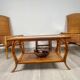Vintage rattan & glass coffee table – 86 cm – authentic charm