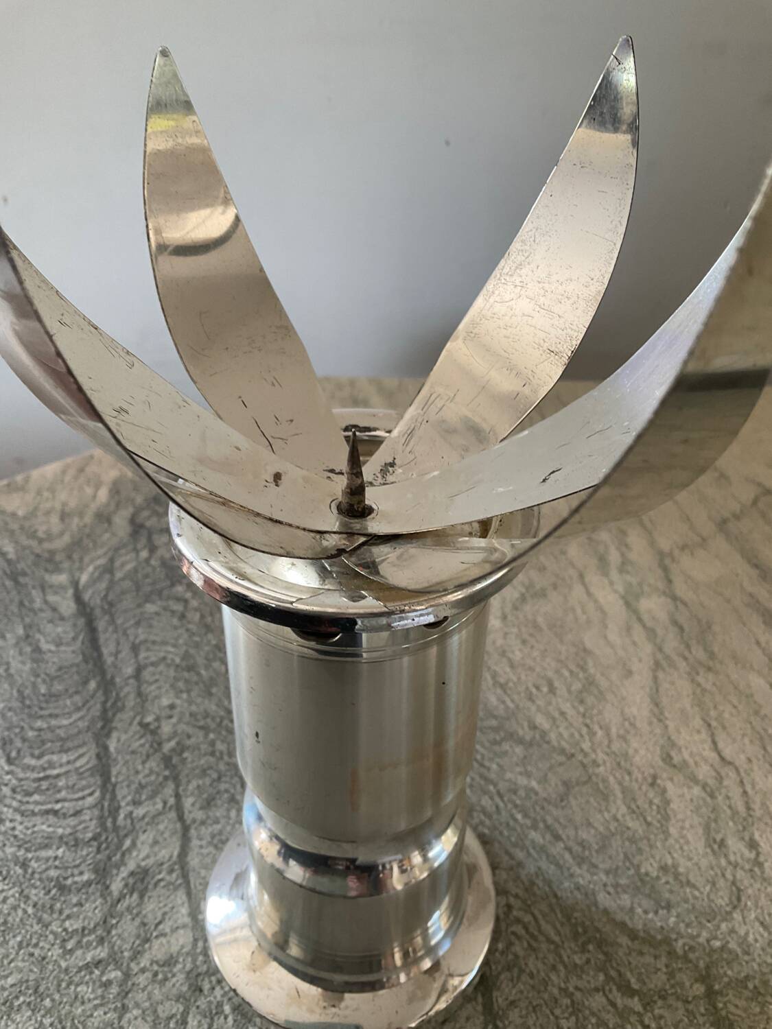 Vintage Lotus candle holder in silver metal