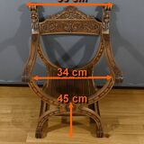 Fauteuil Dagobert en Noyer, style Médiéval – Fin XIXe