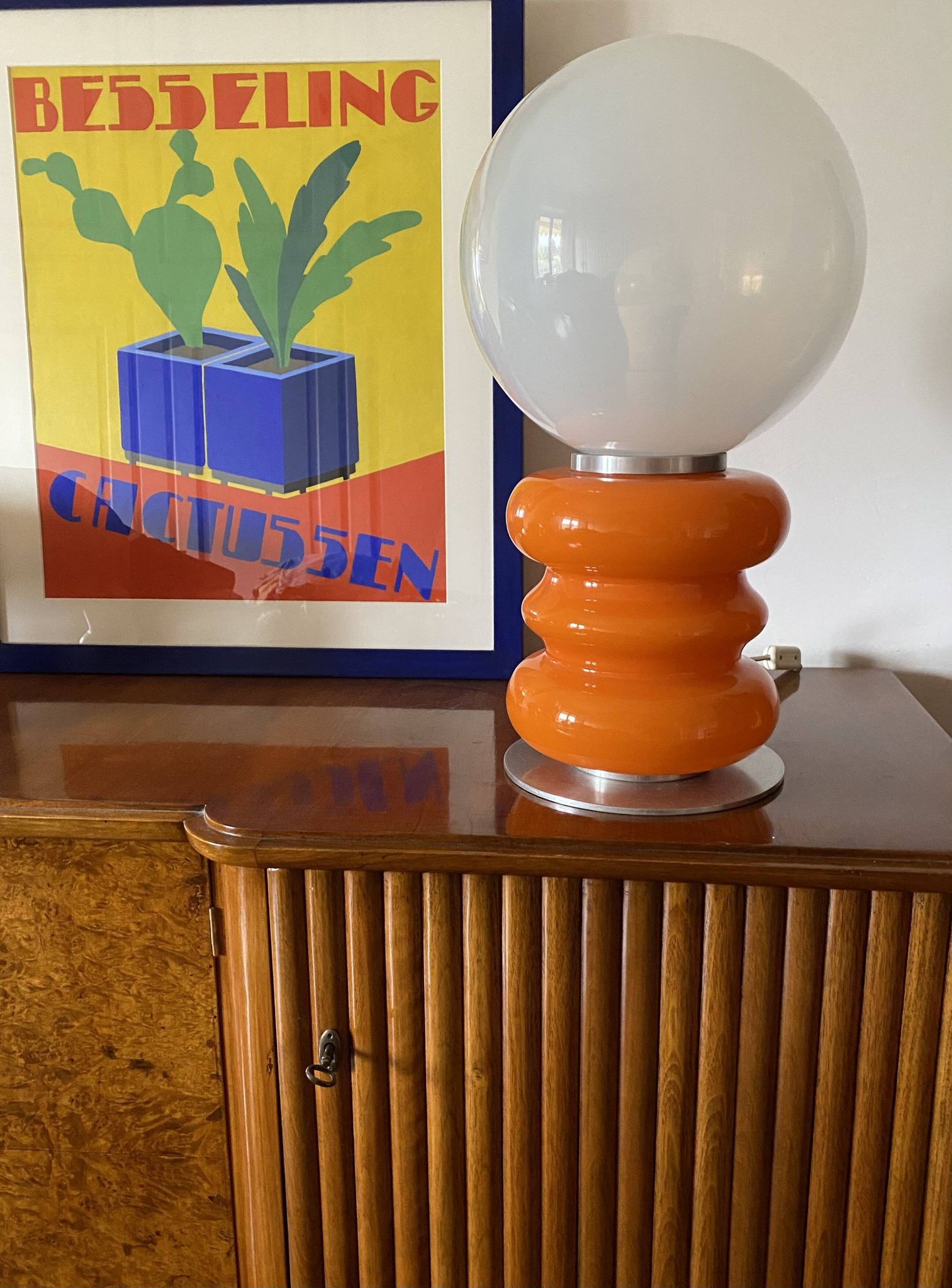 Space Age Orange Murano glass table lamp 1970s