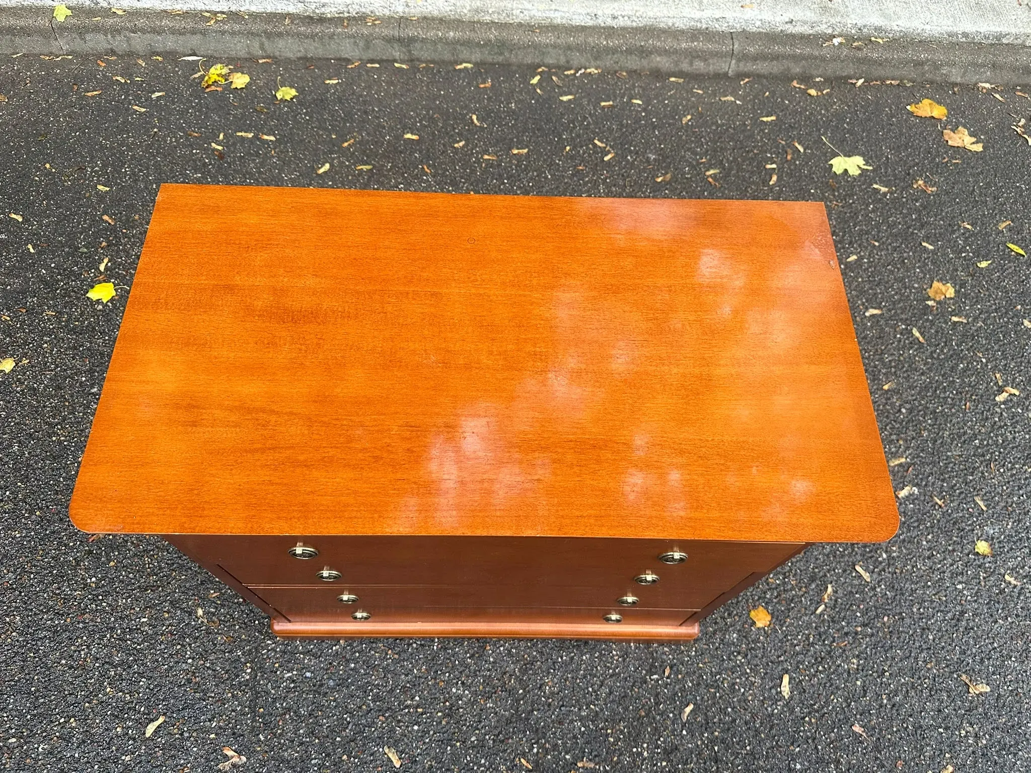 Chest of drawers with 4 drawers in Louis Philippe style, stained cherry wood, 1980.