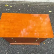 Chest of drawers with 4 drawers in Louis Philippe style, stained cherry wood, 1980.