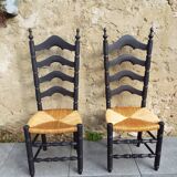 6 straw chairs with high backs