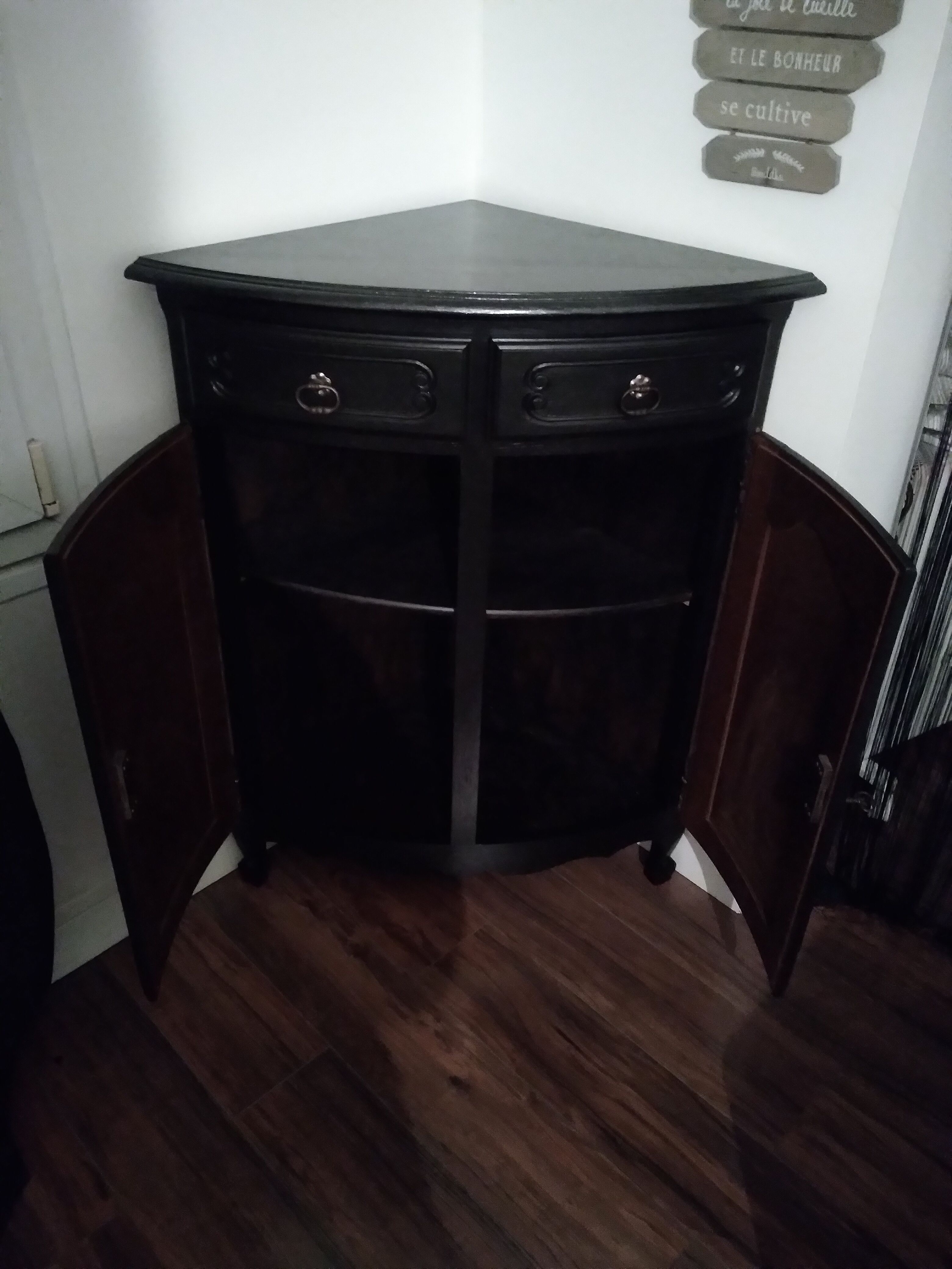 Corner sideboard louis XV style black