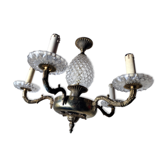 Chandelier suspension gold metal and glass 4 burner pineapple lamps