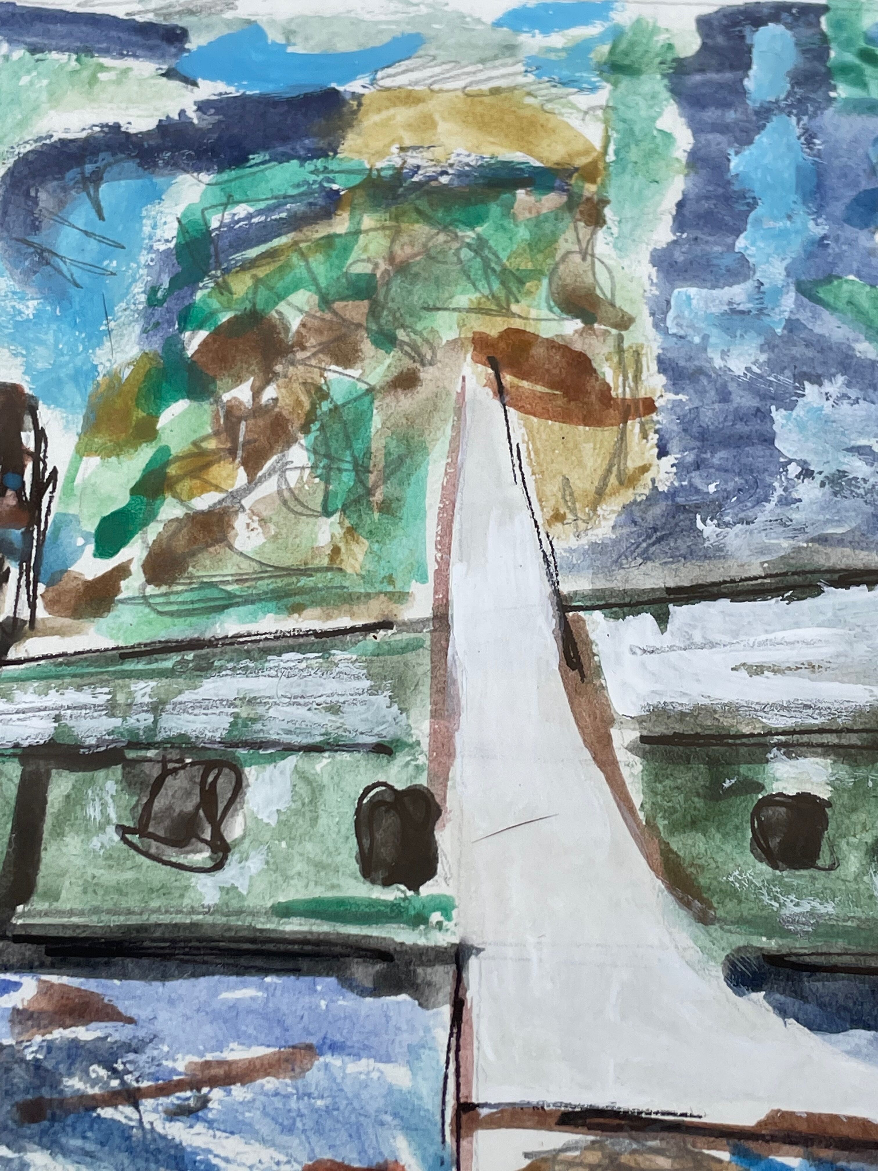 Modern painting painting seen from the bridge of Chatou XXth