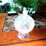 Cut crystal candy or sugar bowl on a stand