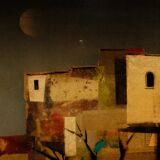 Italian painting depicting city district