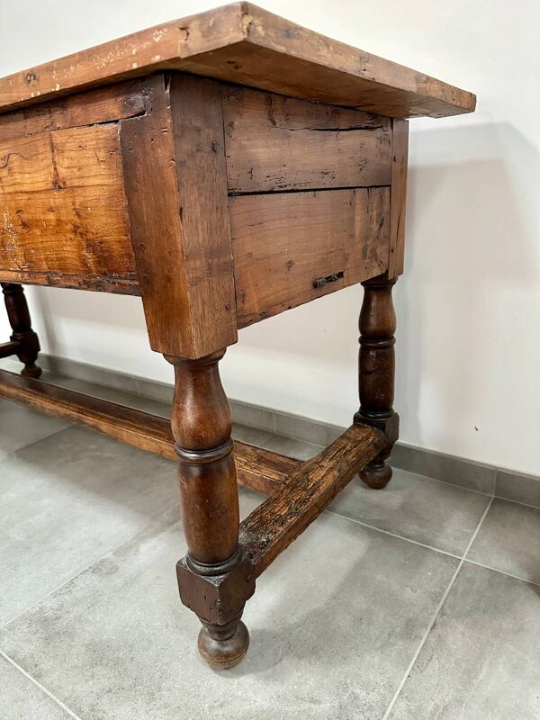 Grande table de ferme - merisier massif - patine superbe