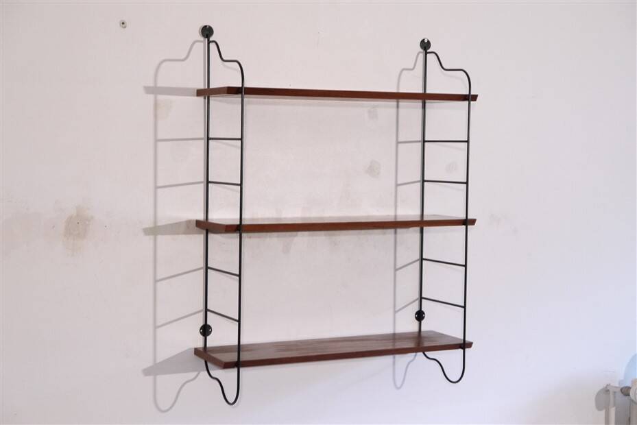 Vintage teak and metal shelf 1960