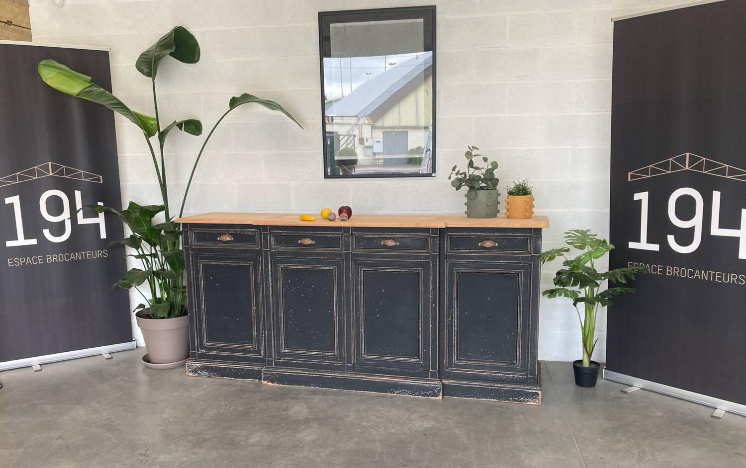 Old sideboard with four doors and four drawers