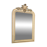 Miroir à fronton sculpté, stuc et bois peint de style Napoléon III - début