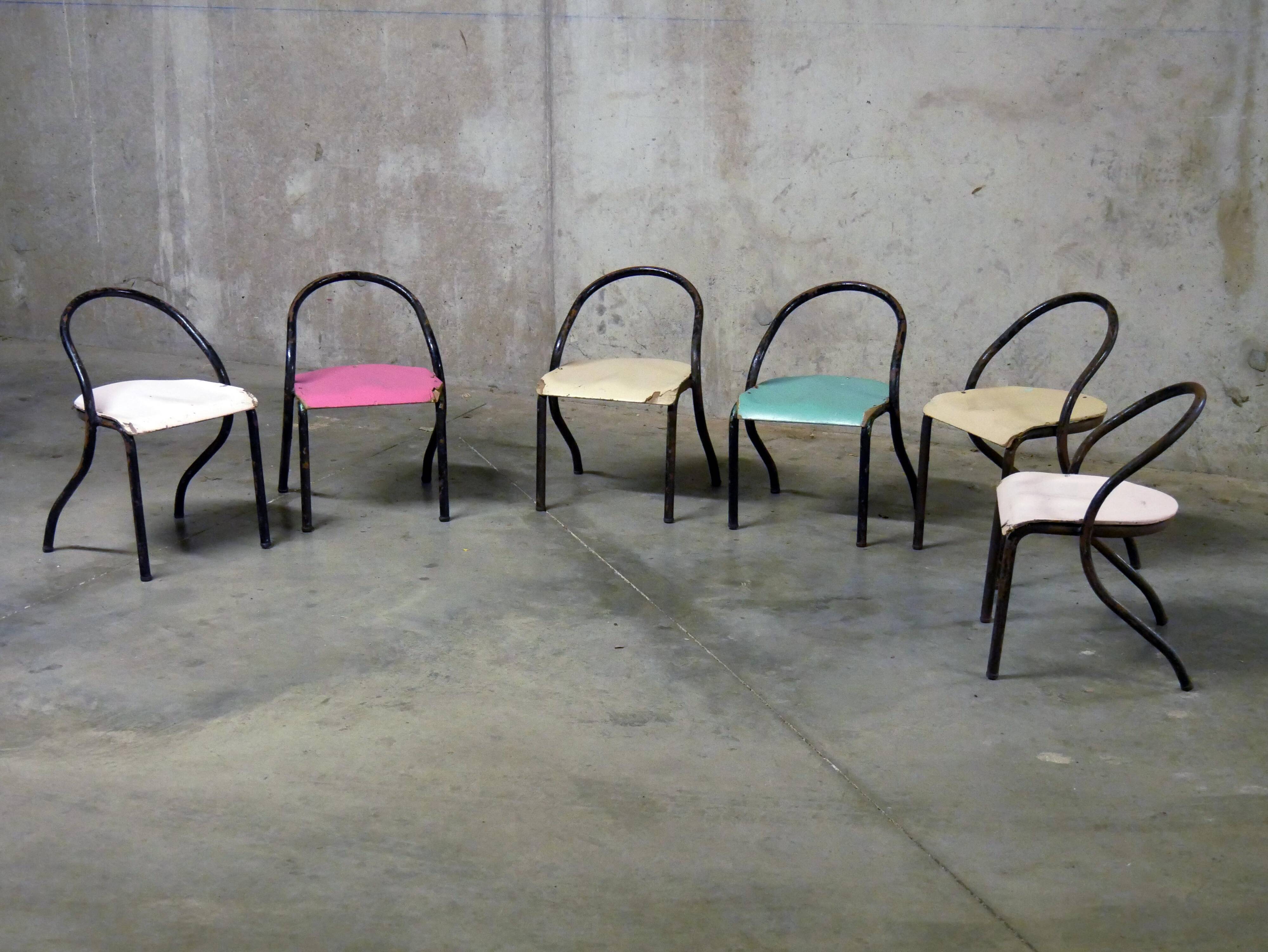 Série de 6 chaises enfant style Hitier - Vintage 1940 1950