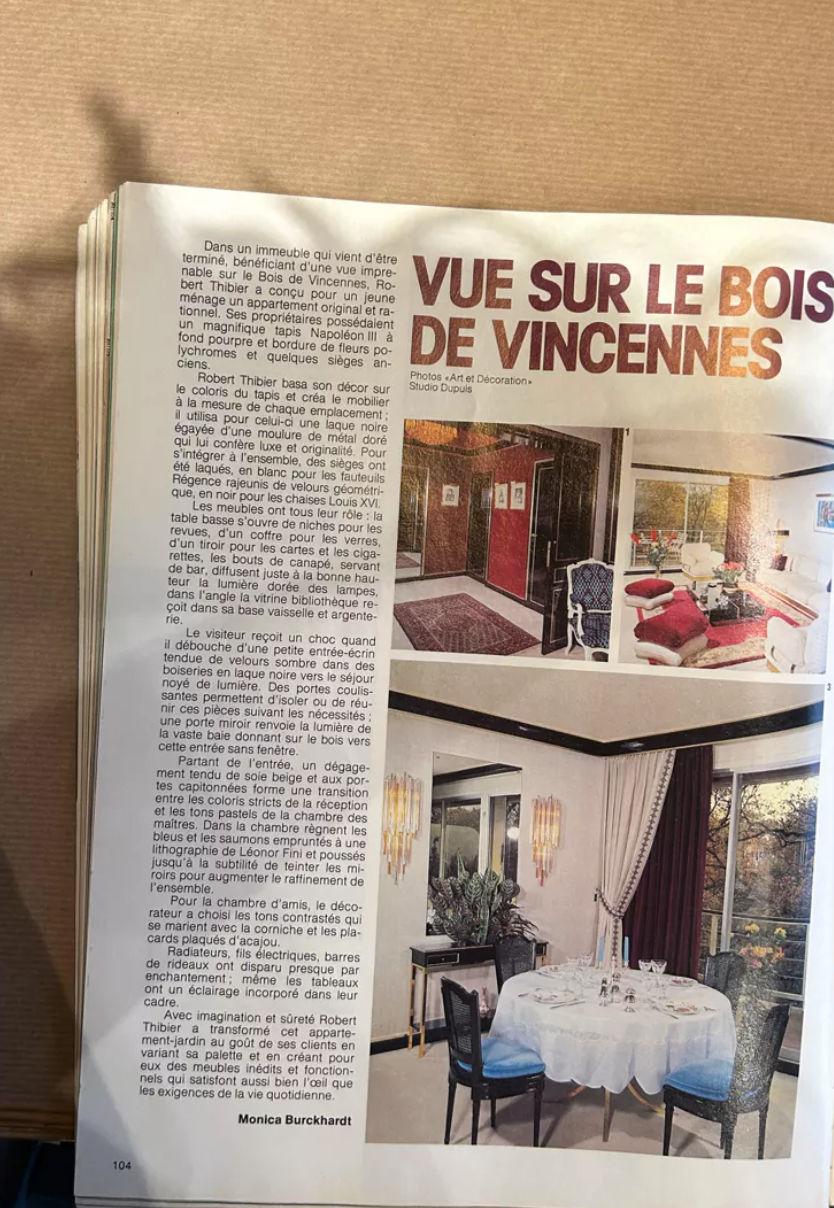 Vintage Thibier 3-seater sofa, beige fabric and brass, France 1978