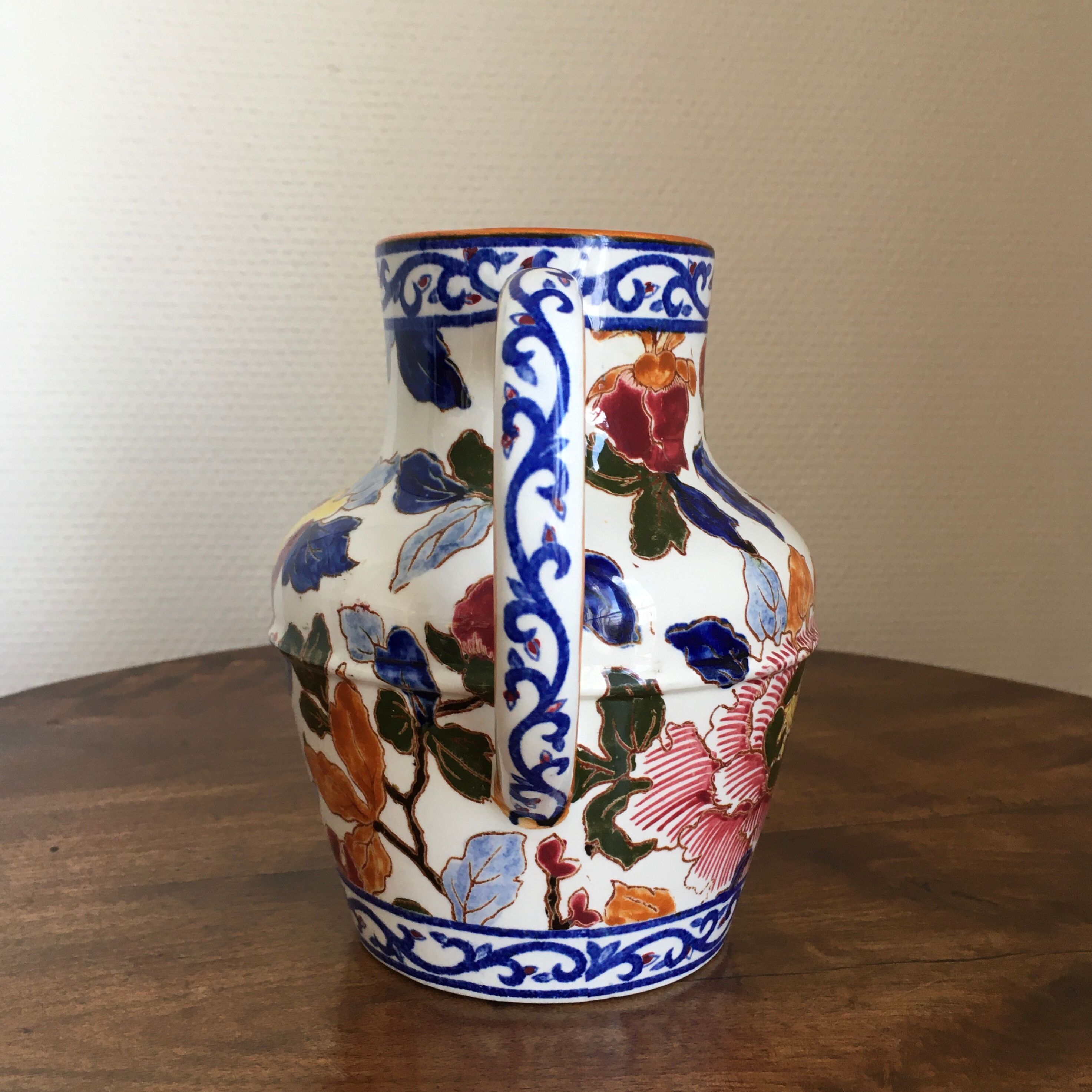 Pitcher Gien peonies H 16 cm