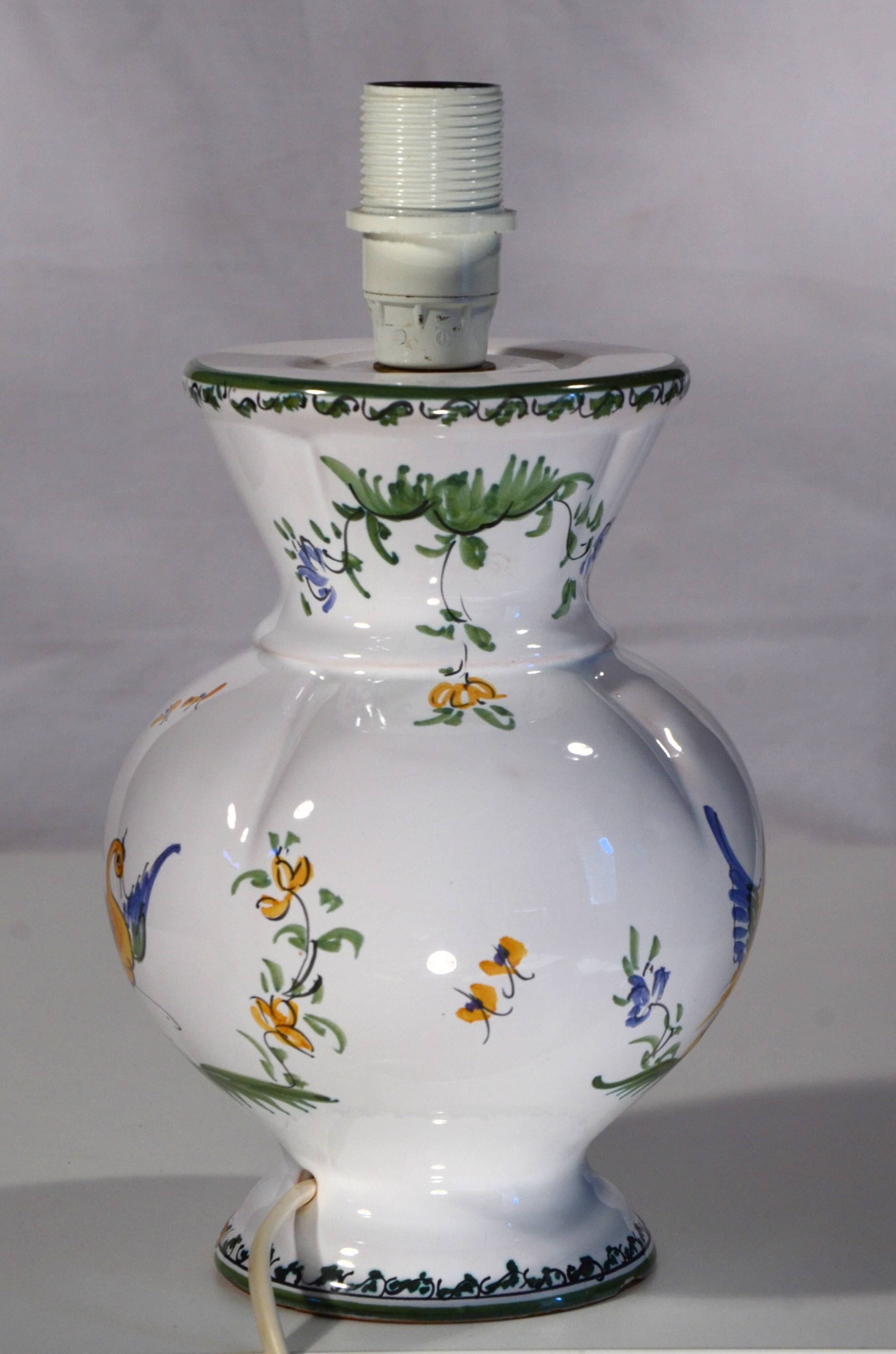 Handcrafted lamp base in Moustiers faience, 13x18cm, Made in France
