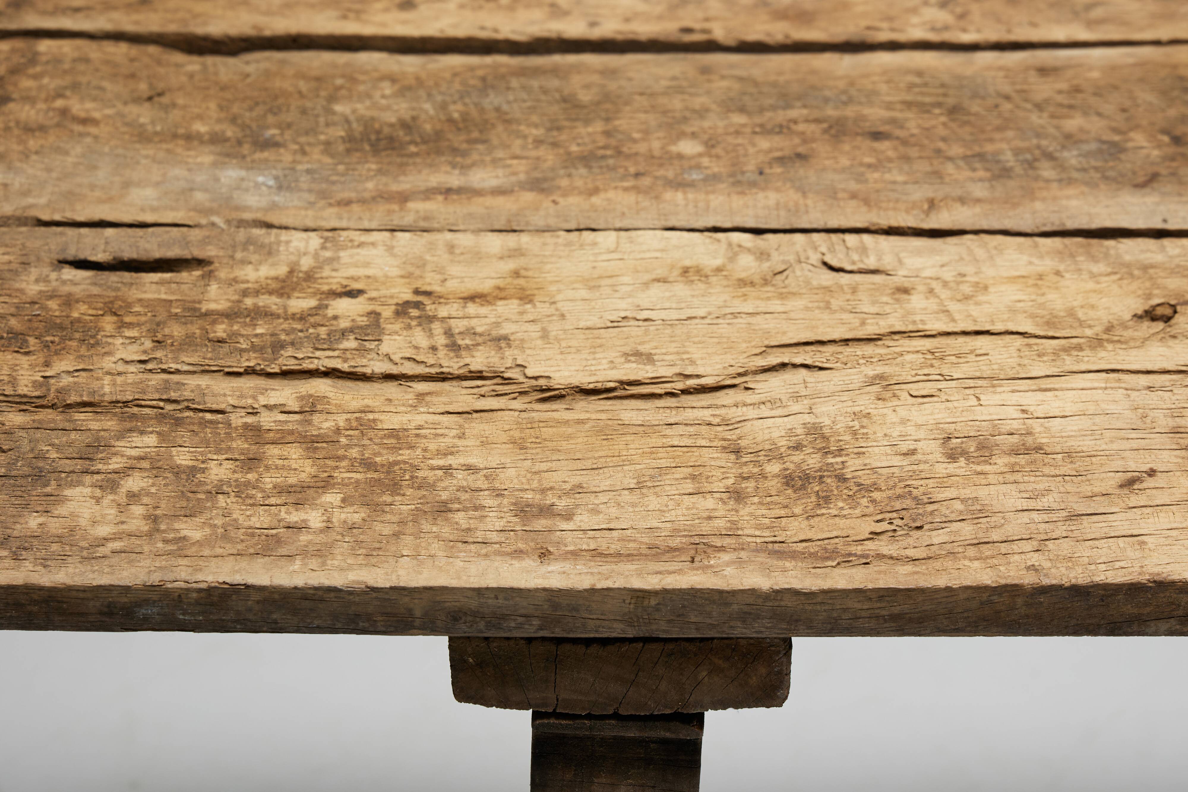 Table à Tréteaux Rustique d'Art Populaire, Espagne, 19ème Siècle