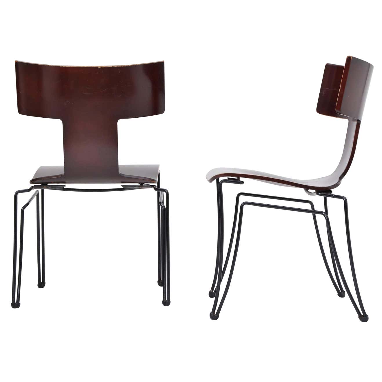 Pair of vintage Anziano dining chairs by John Hutton for Donghia