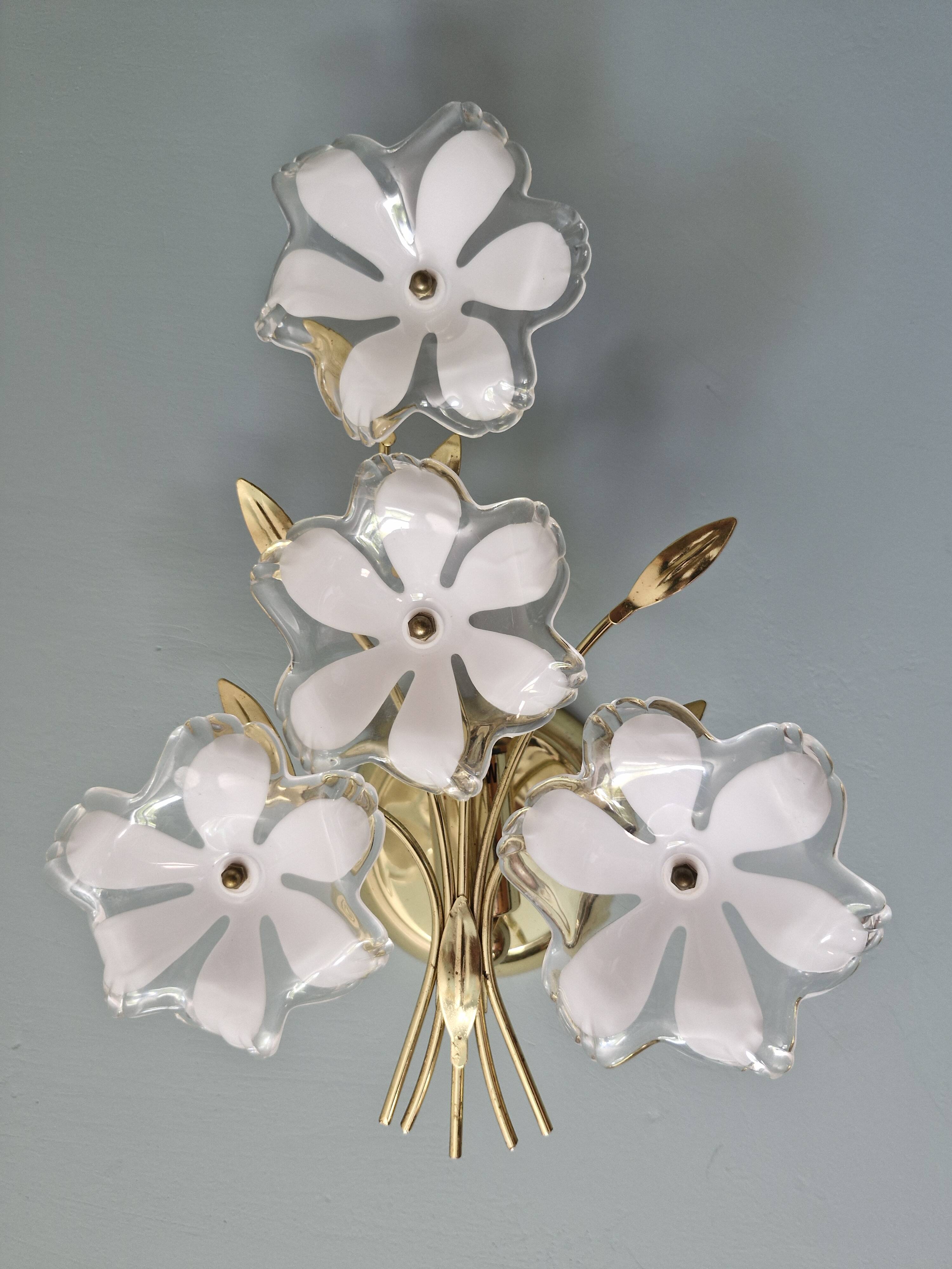 Duo of 80s/90s flower wall lights