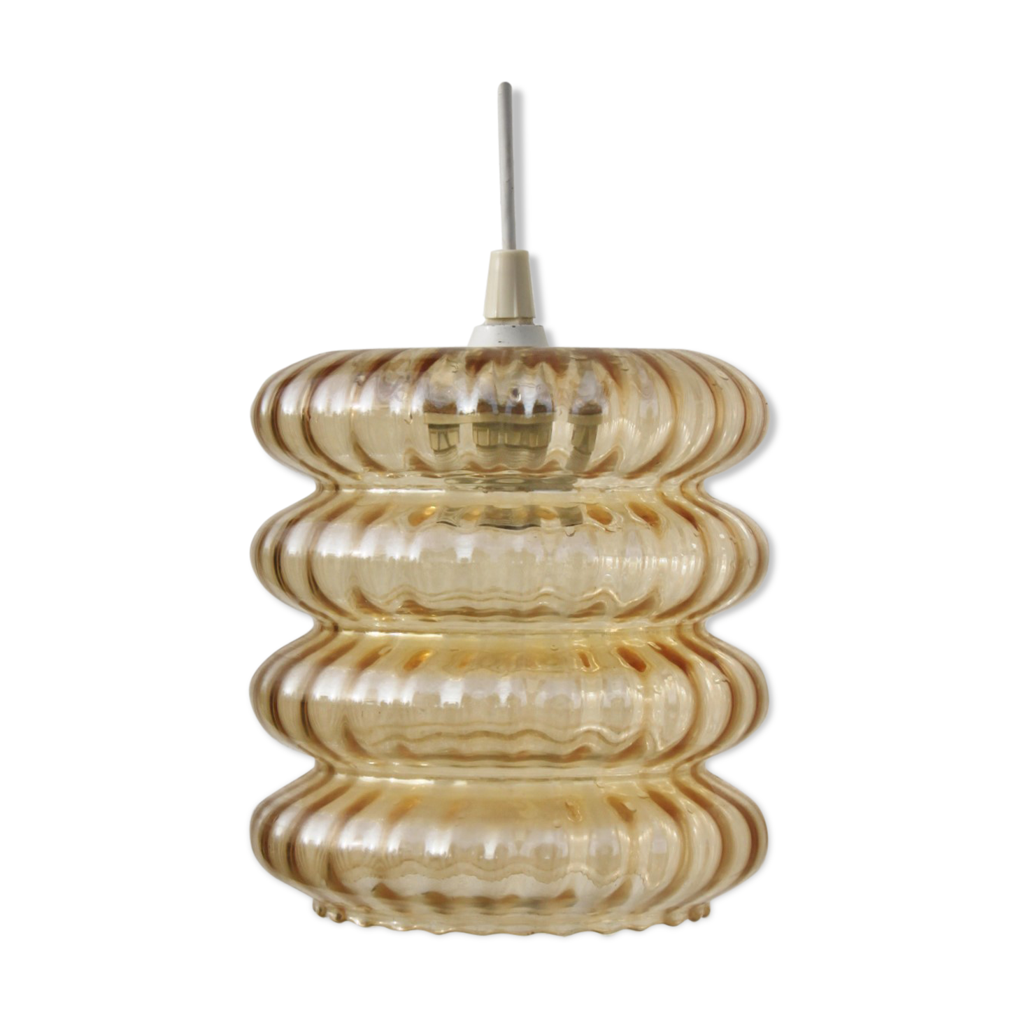 Lustre cylinder vintage glass amber saucers stacked