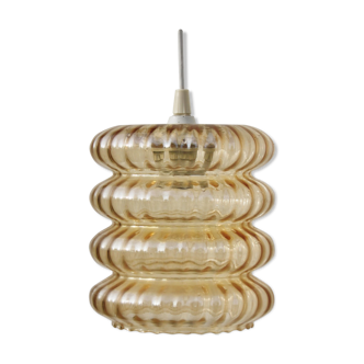 Lustre cylinder vintage glass amber saucers stacked