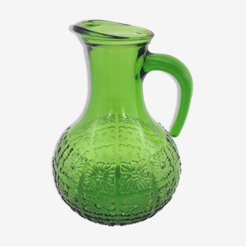 Pichet en verre moulé vert émeraude - Bormioli Fidenza Vitraria Italy - vintage années 60