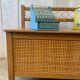 Vintage wood/rattan toy chest