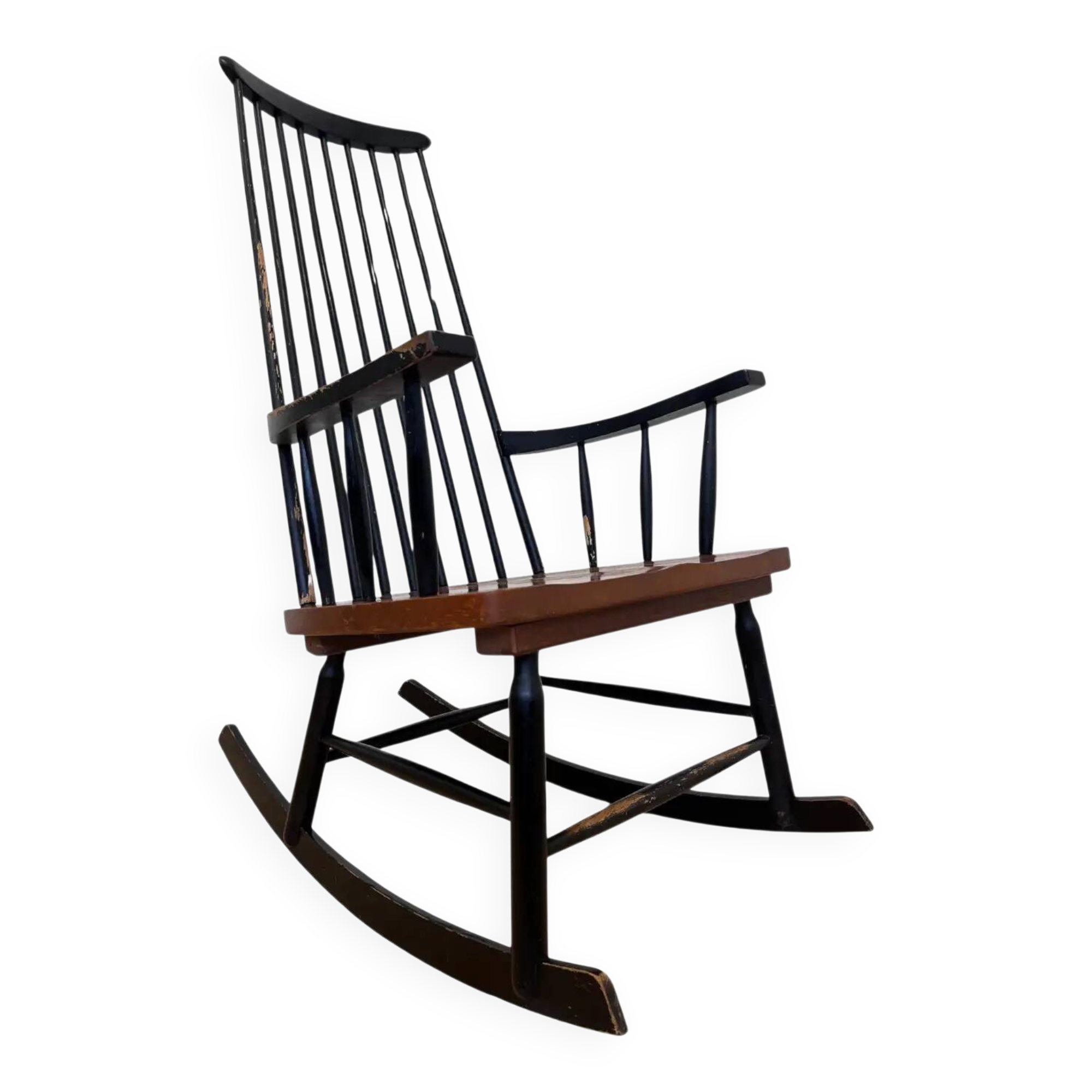 1960s Varjosen Puunjalostus beech rocking chair, Finland