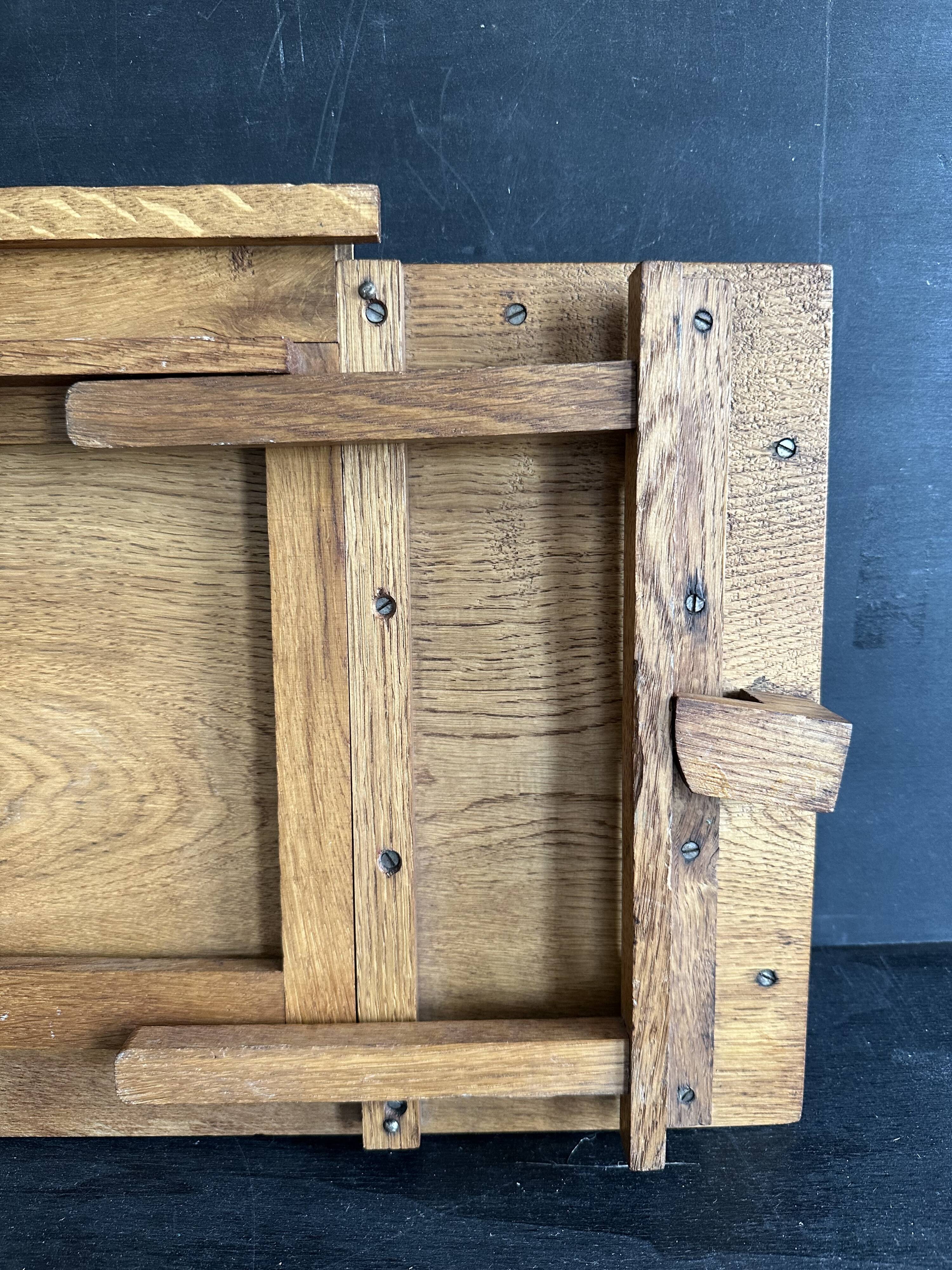 Manufrance wooden bedside table, folding tray with book holder.