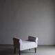 White faux shearling ottoman | 1960s