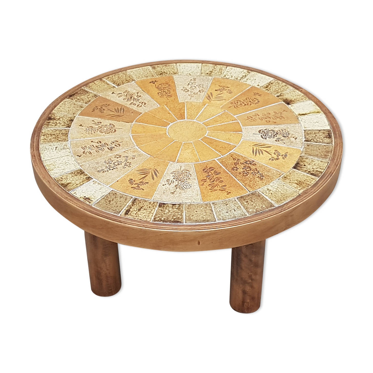 Vintage ceramic coffee table by Vallauris by R Leduc