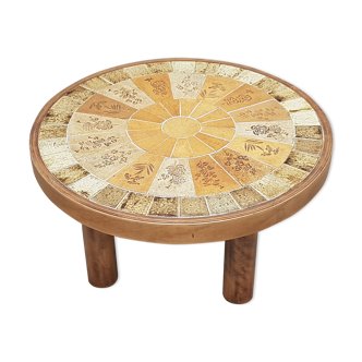 Vintage ceramic coffee table by Vallauris by R Leduc