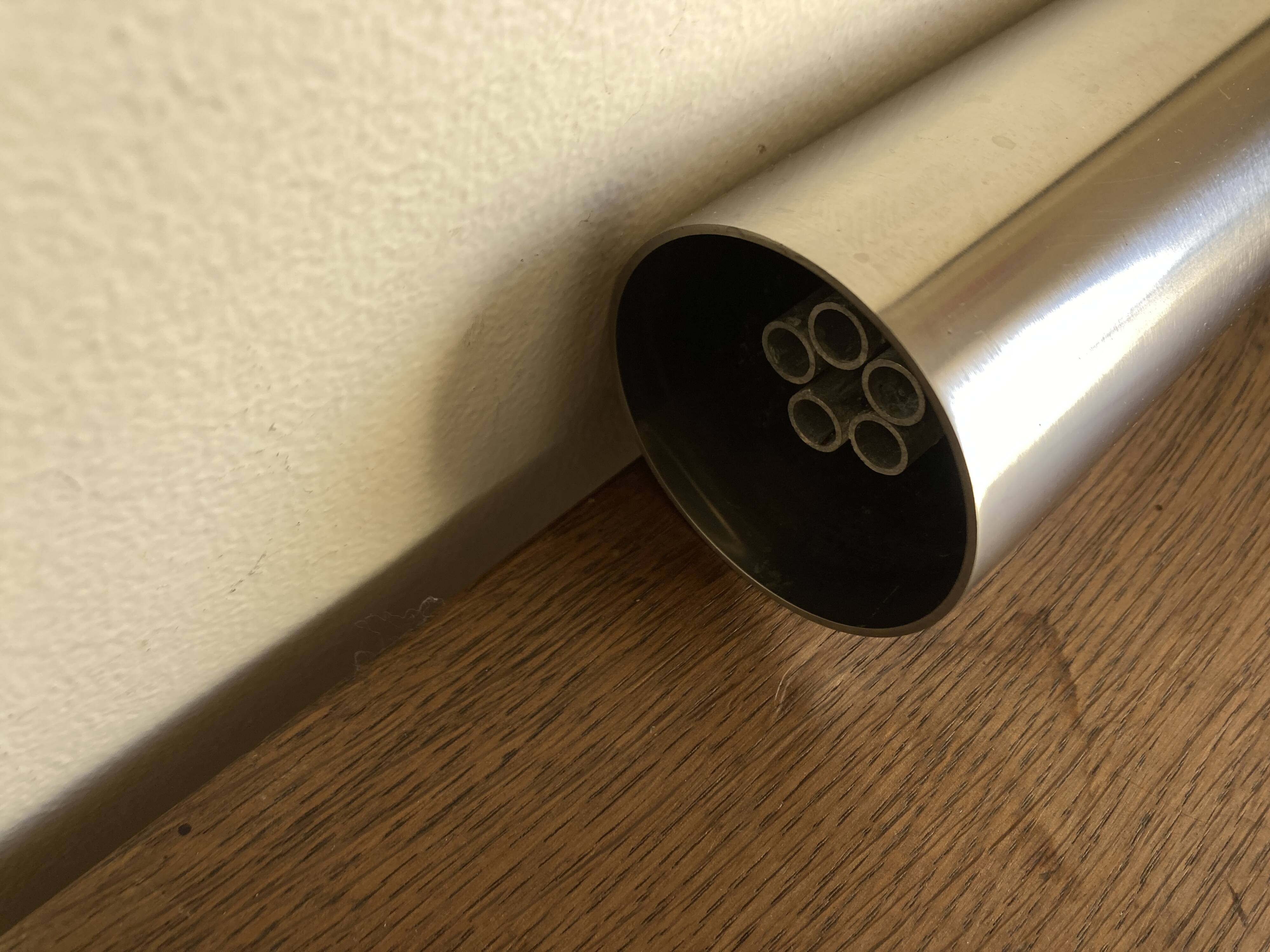 Space Age 1970s brushed steel flower vase