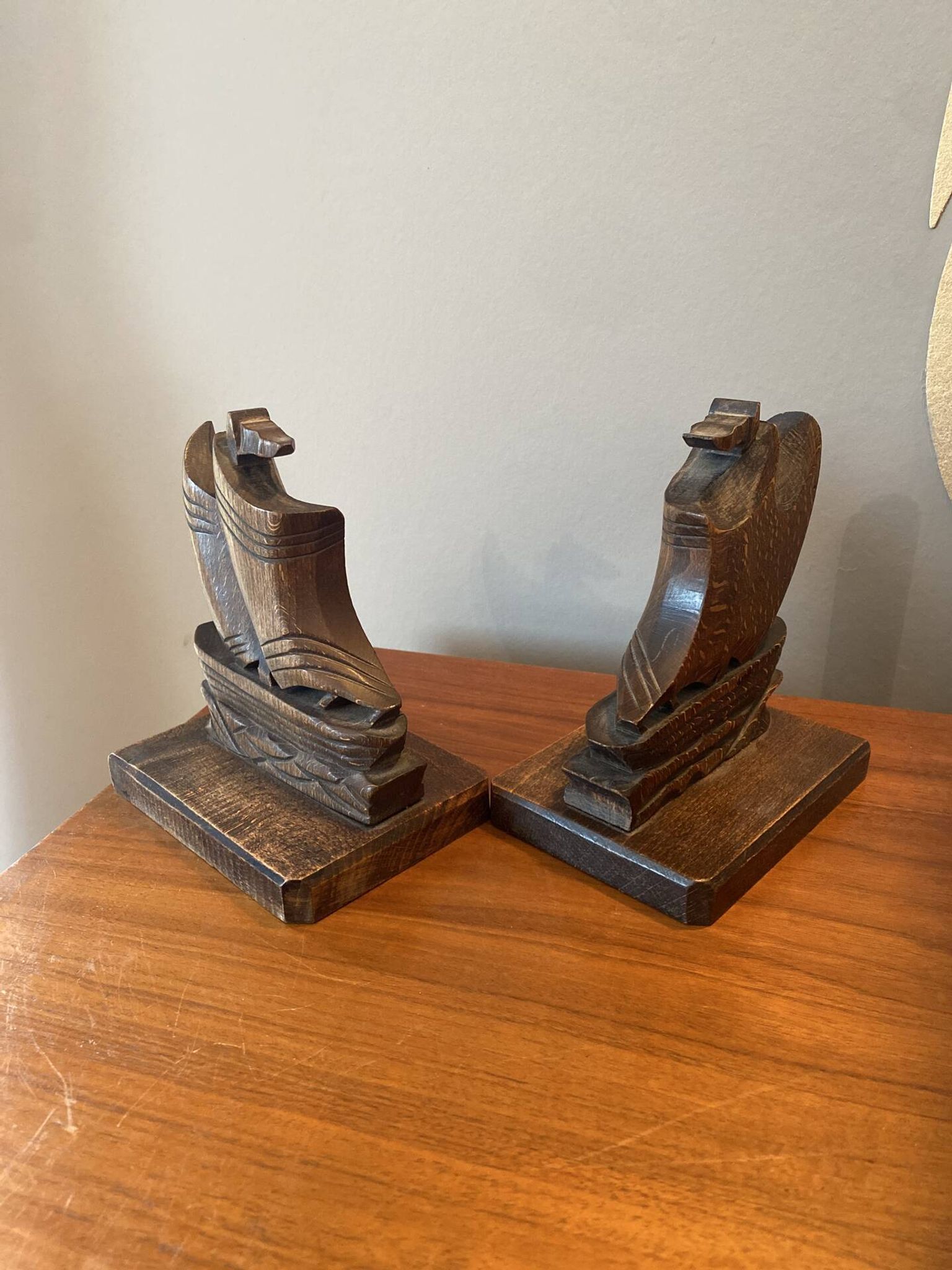 Paire de serres livres bateau art deco