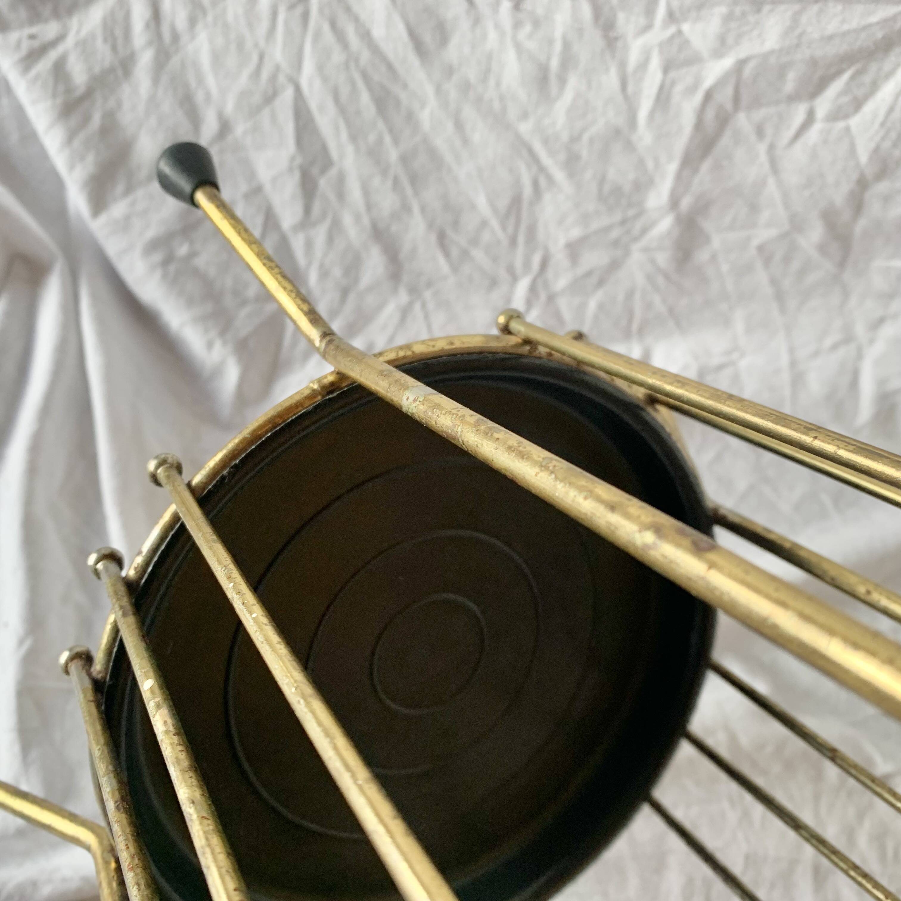 Vintage gold metal umbrella stand