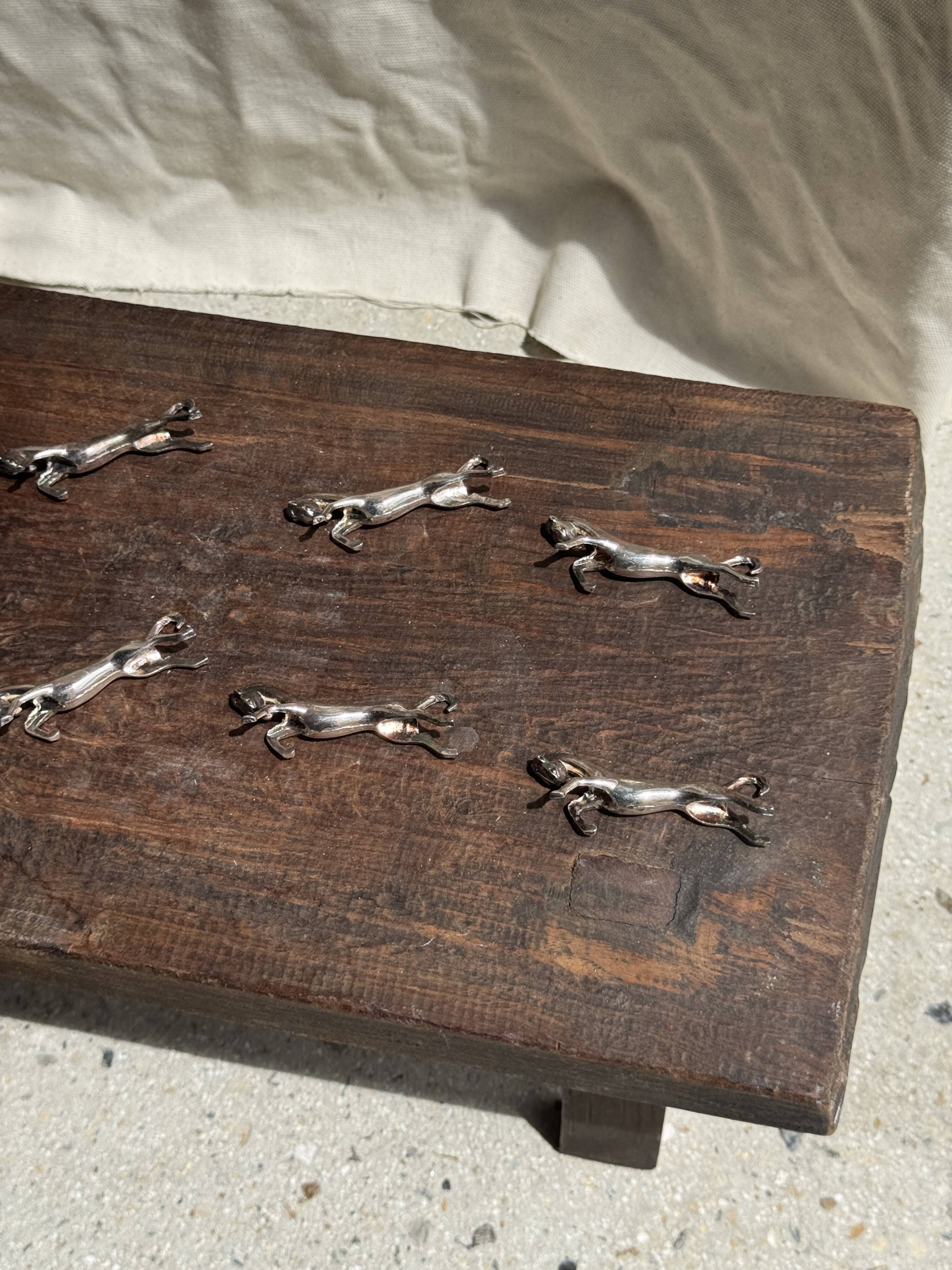Set of 6 silver-plated horse knife rests L8 H2