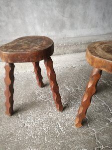 Vintage brutalist tripodes stools