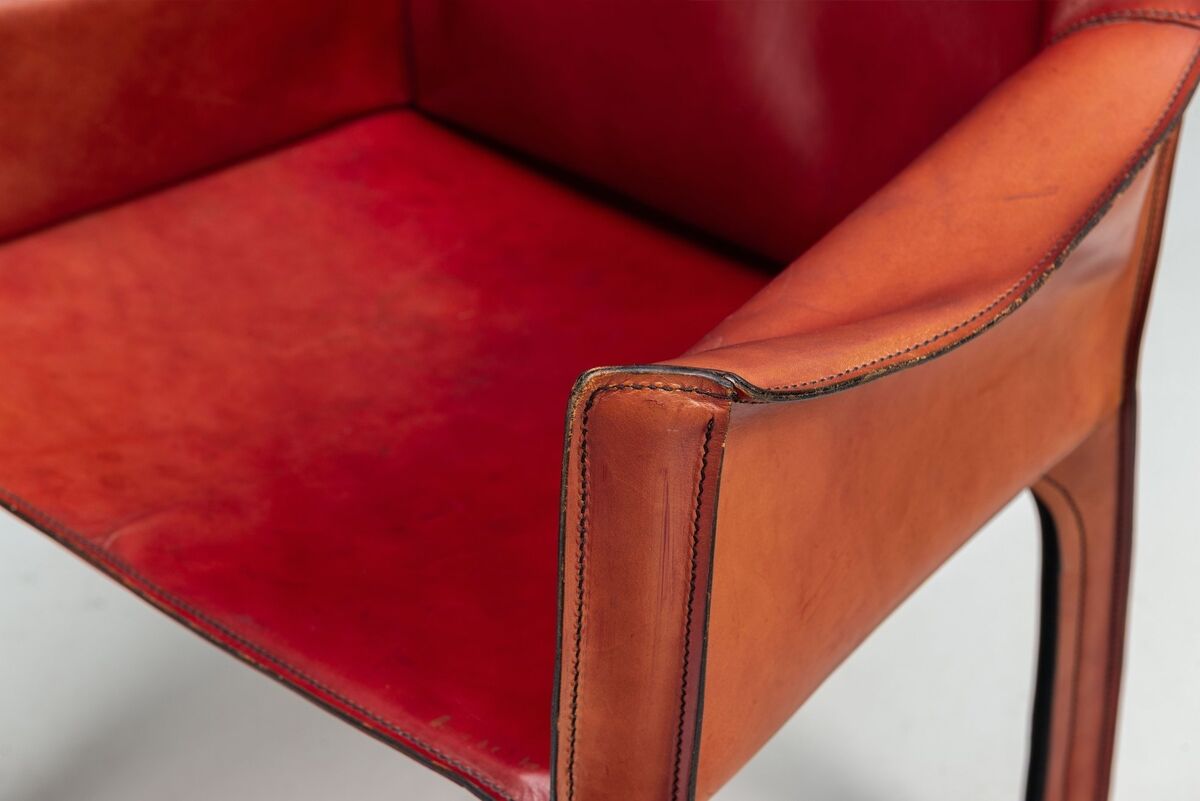 Mario Bellini model Cab 413 dining armchair in leather Cassina Italy 1977