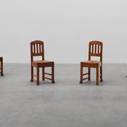 Set of 4 Early Art Deco Oak & Wicker Dining Chairs, Belgium, 1915
