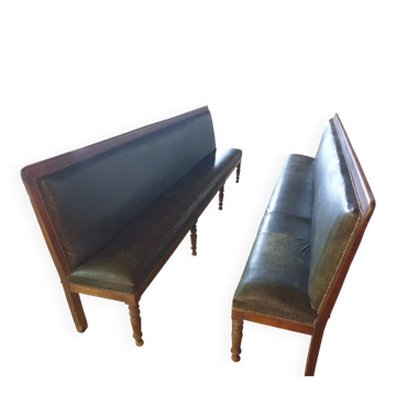 Paire de longues banquettes de brasserie - début xxème